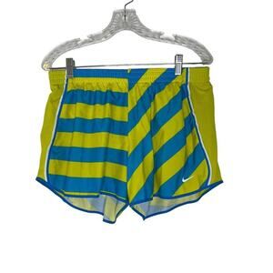 Nike Dry Fit Blue Yellow Pull On Athletic Shorts Size Large Women’s